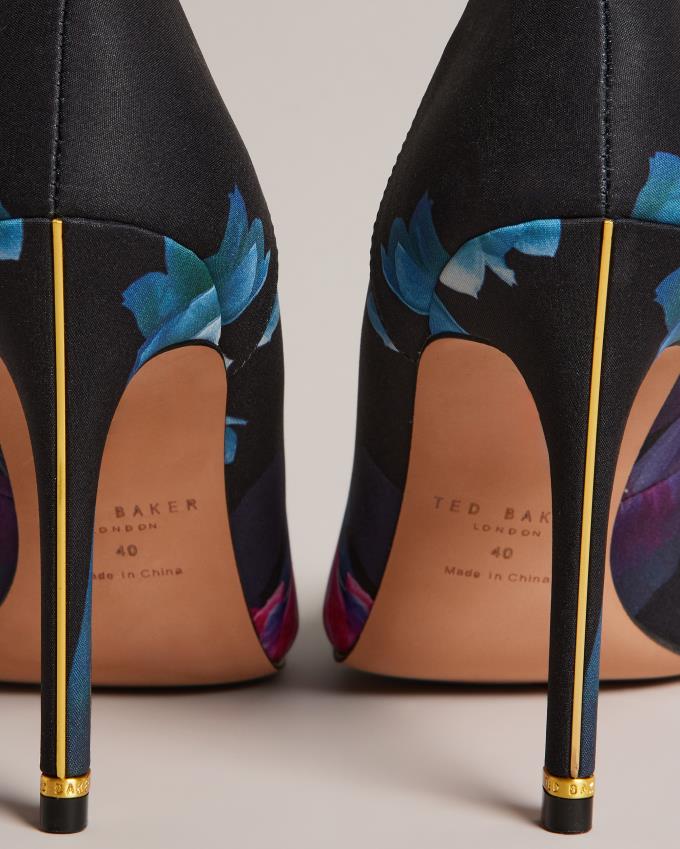 Chaussures à Talons Ted Baker Floral Satin Court Noir Femme | IPV-61735122